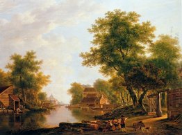 Landscape with river near Dordrecht