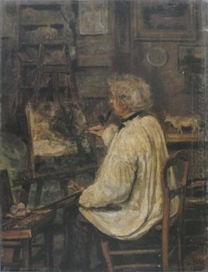 Corot pittura nella bottega del suo amico pittore Duti Constant