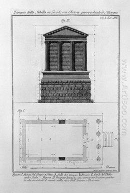 Fachada y el lateral del templo de la Sibila en Tivoli