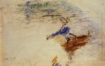 Young Woman In A Rowboat Eventail