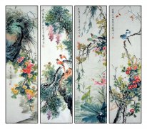 Birds&Flowers - FourInOne - Chinese Painting