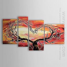 Hand-painted Abstract Oil Painting - Set of 4