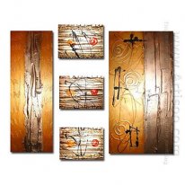 Hand-painted Abstract Oil Painting - Set of 5