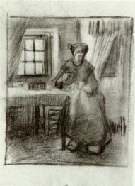 Interior With Peasant Woman Sewing 1885 1