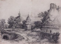 landscape with church and the ruins 1861