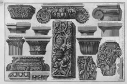 Several Capitals And A Bas Relief Farnese Gardens Villa Barberin