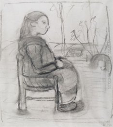 Seated girl in a landscape, to the right