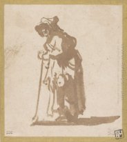 Beggar Woman Leaning On A Stick 1630