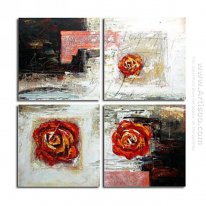 Hand-painted Abstract Oil Painting - Set of 4