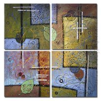 Tangan-Dicat Lukisan Oil Abstrak Oversized Square - Set 4