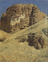 Monastère dans une roche Ladakh 1875