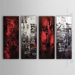 Hand-painted Abstract Oil Painting - Set of 4