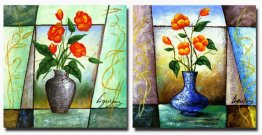 Hand-painted Abstract Oil Painting with Stretched Frame-Set of 3