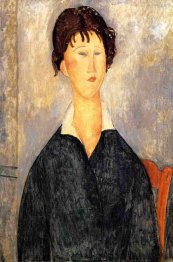 portrait of a woman with a white collar 1919