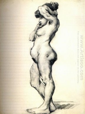 De pie Desnudo femenino visto desde el lado 1886