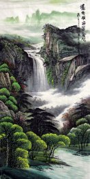 Montañas y cascada - la pintura china