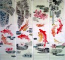 Vis(Vier Schermen) - Chinese schilderkunst