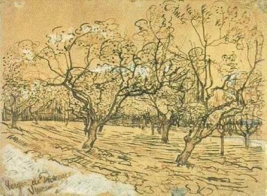 Huerto con árboles en flor del ciruelo The Orchard Blanco 1888