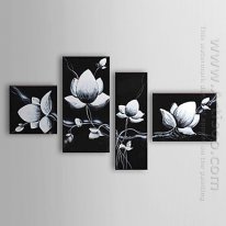 Hand Painted Oil Painting Floral - Set of 4