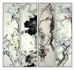 Birds&Flowers - FourInOne - Chinese Painting