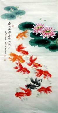 Fish & Lotus - Pittura cinese