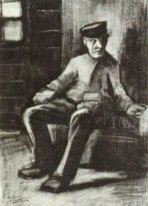 Blind Man Sitting In Interior