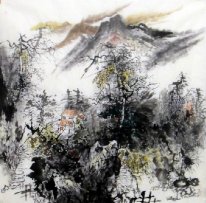 Village dans les montagnes - Peinture chinoise