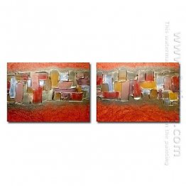 Hand-painted Abstract Oil Painting - Set of 2