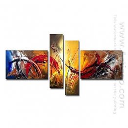 Hand-painted Abstract Oil Painting - Set of 4