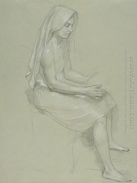 Study Of A Seated Veiled Female Figure