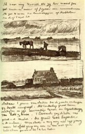 Plowman With Stooping Woman And A Little Farmhouse With Piles Of