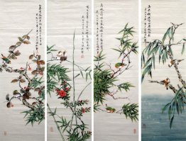 Birds&Flower(Four Screens) - Chinese Painting