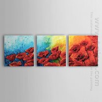 Tangan-Dicat Floral Oil Painting - Set Of 3