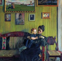 Portrait Of Y E Kustodieva With Daughter Irina 1908