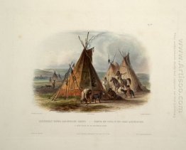 A Skin Lodge of an Assiniboin Chief, plate 16 from Volume 1 of '