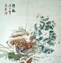 Pájaros y flores - Pintura china