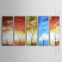 Hand-painted Oil Painting Landscape Oversized Wide - Set of 5