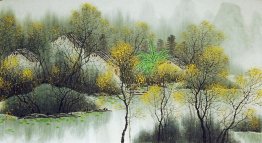 Tree, farmhouse - Chinese Painting