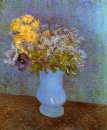 Vaas met seringen Daisies en Anemones 1887