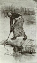 Peasant Woman Standing nära A Ditch Eller Pool 1885