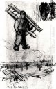 Sketsa Of A Man With A Ladder Angka Lain Dan A Cemetery 188