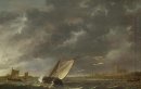 La Meuse à Dordrecht dans une tempête