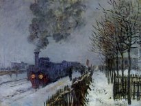 Trein In De Sneeuw De Locomotief