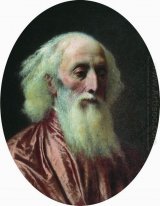 Portrait of an old man in a crimson dress