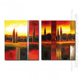 Hand-painted Abstract Oil Painting - Set of 2