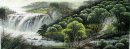 Bergen en waterval - Chinees schilderij