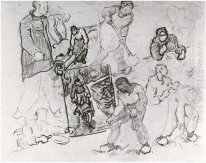 Sheet With Sketches Of Working People 1890 1