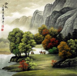 Montagnes, arbres - Peinture chinoise