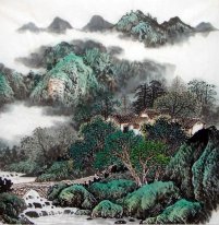 Une cour dans la montagne - Peinture chinoise