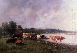 Cows On The Riverbanks Of The Touques 1880